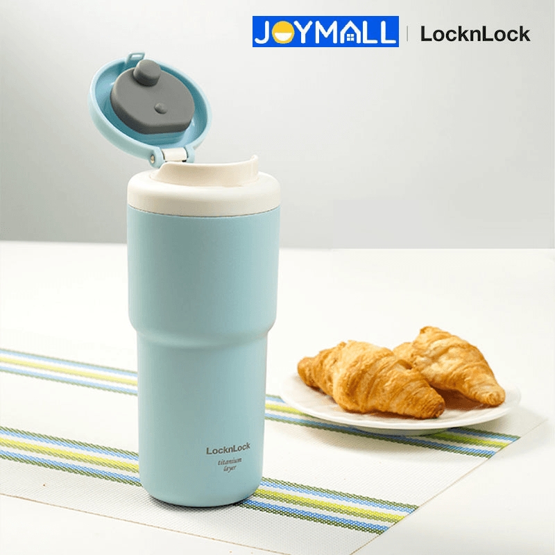 Ly giữ nhiệt LocknLock 480ml Macaron First Tumbler Titan LHC3291, Hàng chính hãng, thép không gỉ 304 mạ titan, mở 1 chạm-JoyMall