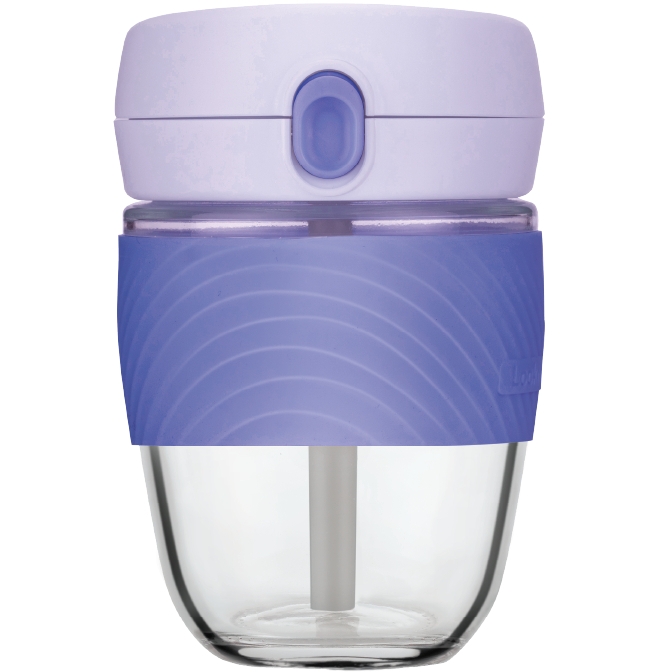 Bình nước thủy tinh bọc cách nhiệt 400ml LocknLock LLG968, Hàng chính hãng, có ống hút, mở 1 chạm - JoyMall