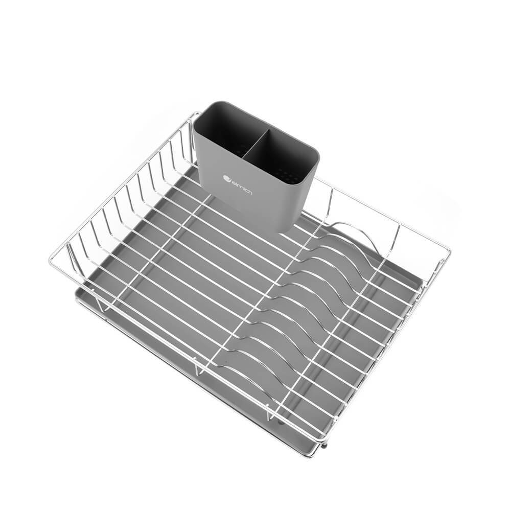 Kệ úp bát đĩa inox 304 Elmich 1 tầng Elmich EL8443, Hàng chính hãng, có 1 hộp đựng đũa muỗng thìa - JoyMall