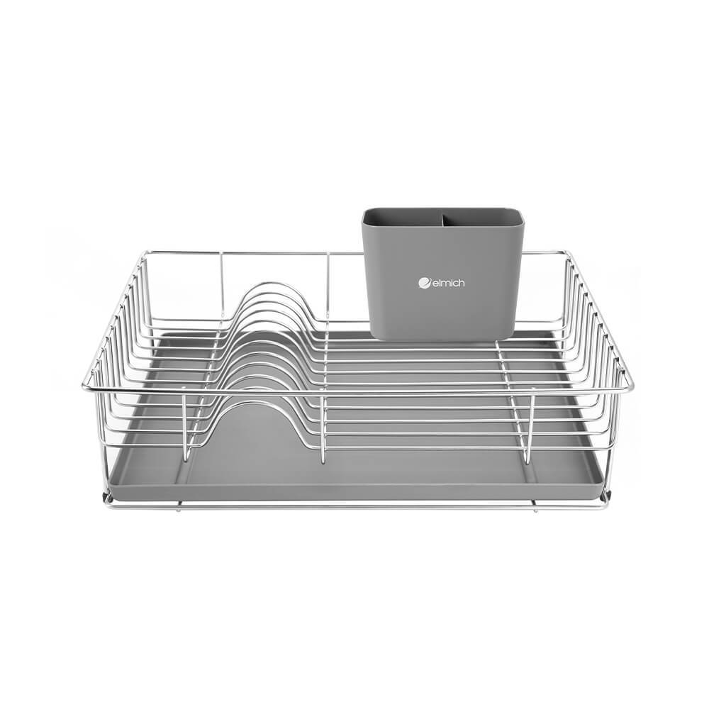 Kệ úp bát đĩa inox 304 Elmich 1 tầng Elmich EL8443, Hàng chính hãng, có 1 hộp đựng đũa muỗng thìa - JoyMall