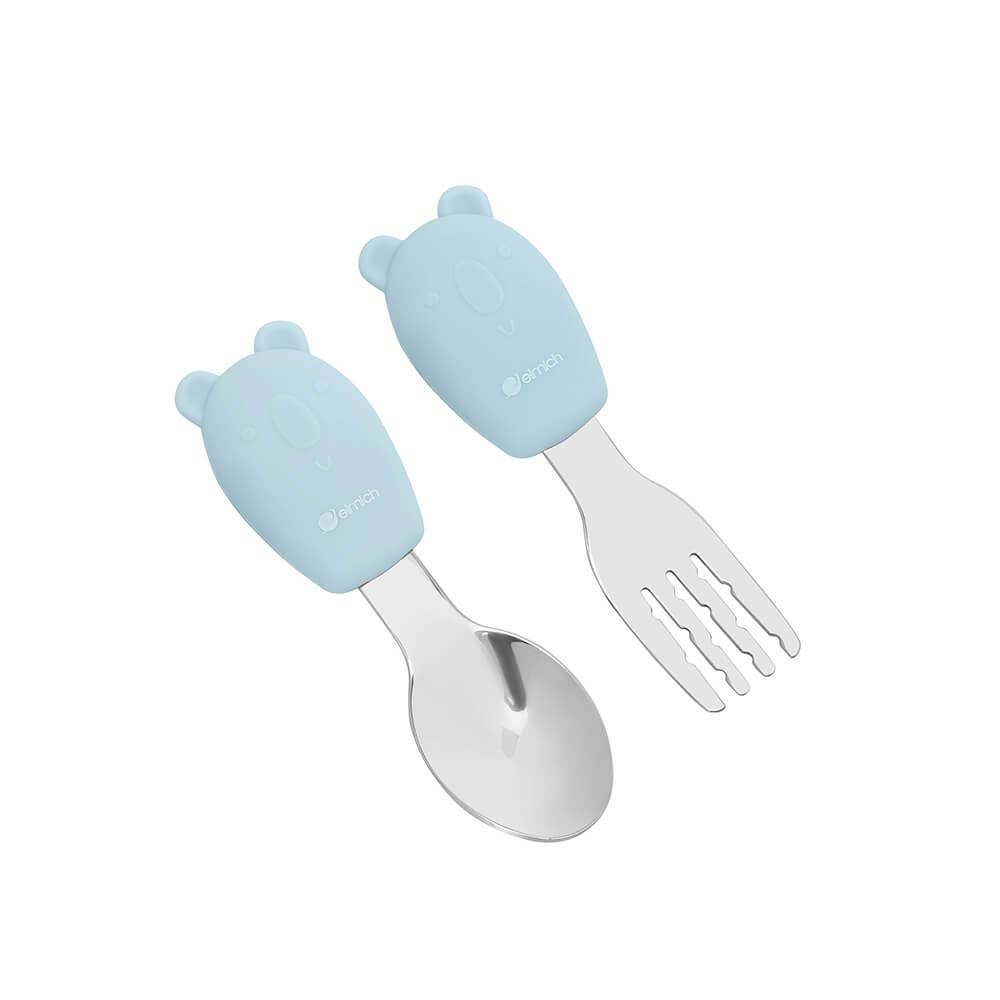 Bộ thìa muỗng dĩa cho bé silicon, inox 304 Elmich Babycare EL-0005TD2, Hàng chính hãng, An toàn cho sức khỏe - JoyMall