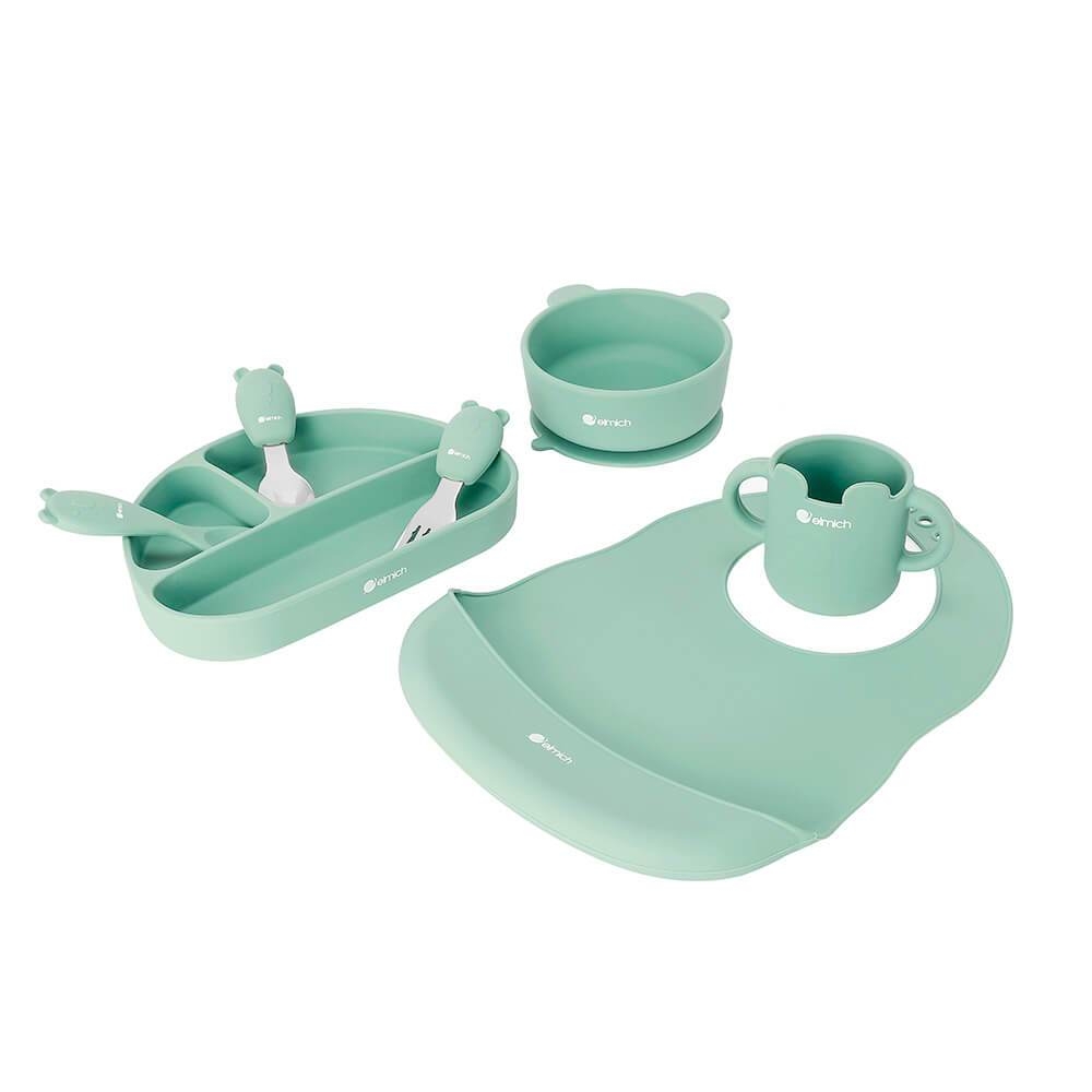 Bộ ăn dặm 7 món silicon cao cấp Elmich Babycare EL-0011, Hàng chính hãng, màu pastel, an toàn cho sức khỏe - JoyMall