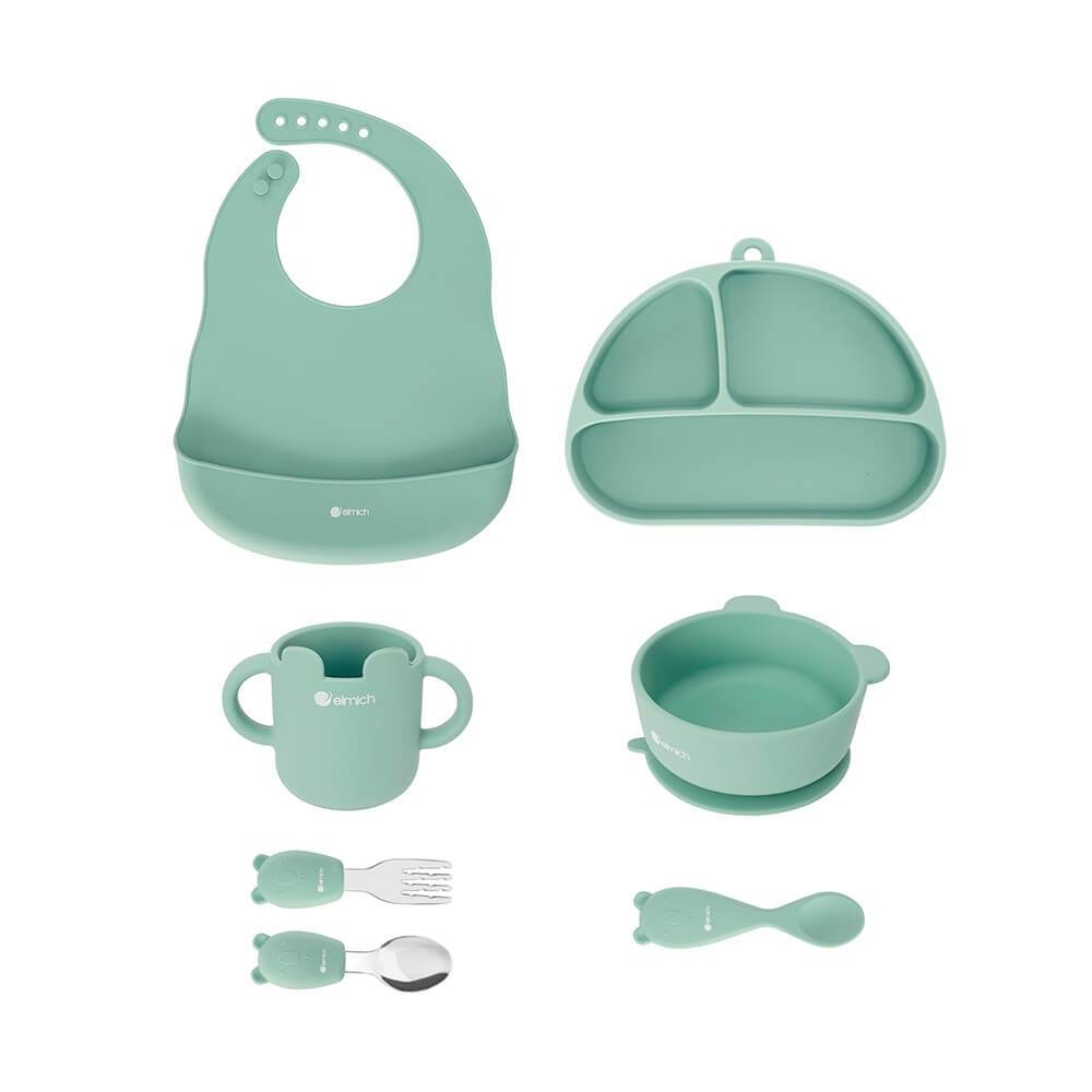 Bộ ăn dặm 7 món silicon cao cấp Elmich Babycare EL-0011, Hàng chính hãng, màu pastel, an toàn cho sức khỏe - JoyMall