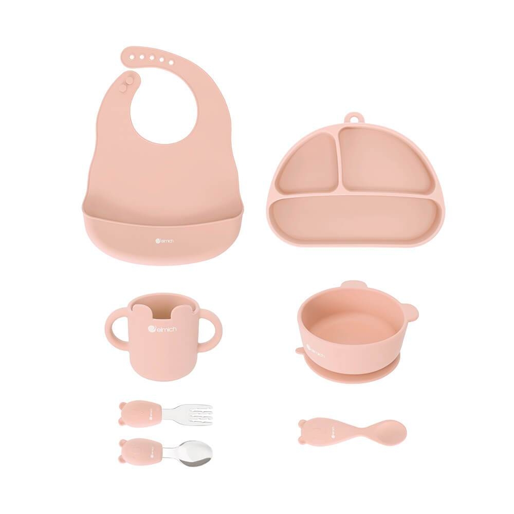 Bộ ăn dặm 7 món silicon cao cấp Elmich Babycare EL-0011, Hàng chính hãng, màu pastel, an toàn cho sức khỏe - JoyMall