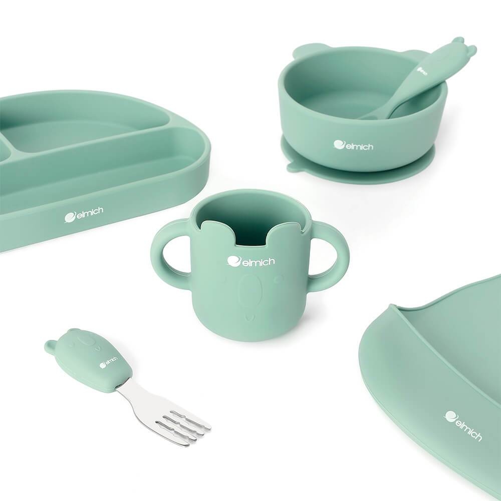 Bộ ăn dặm 7 món silicon cao cấp Elmich Babycare EL-0011, Hàng chính hãng, màu pastel, an toàn cho sức khỏe - JoyMall