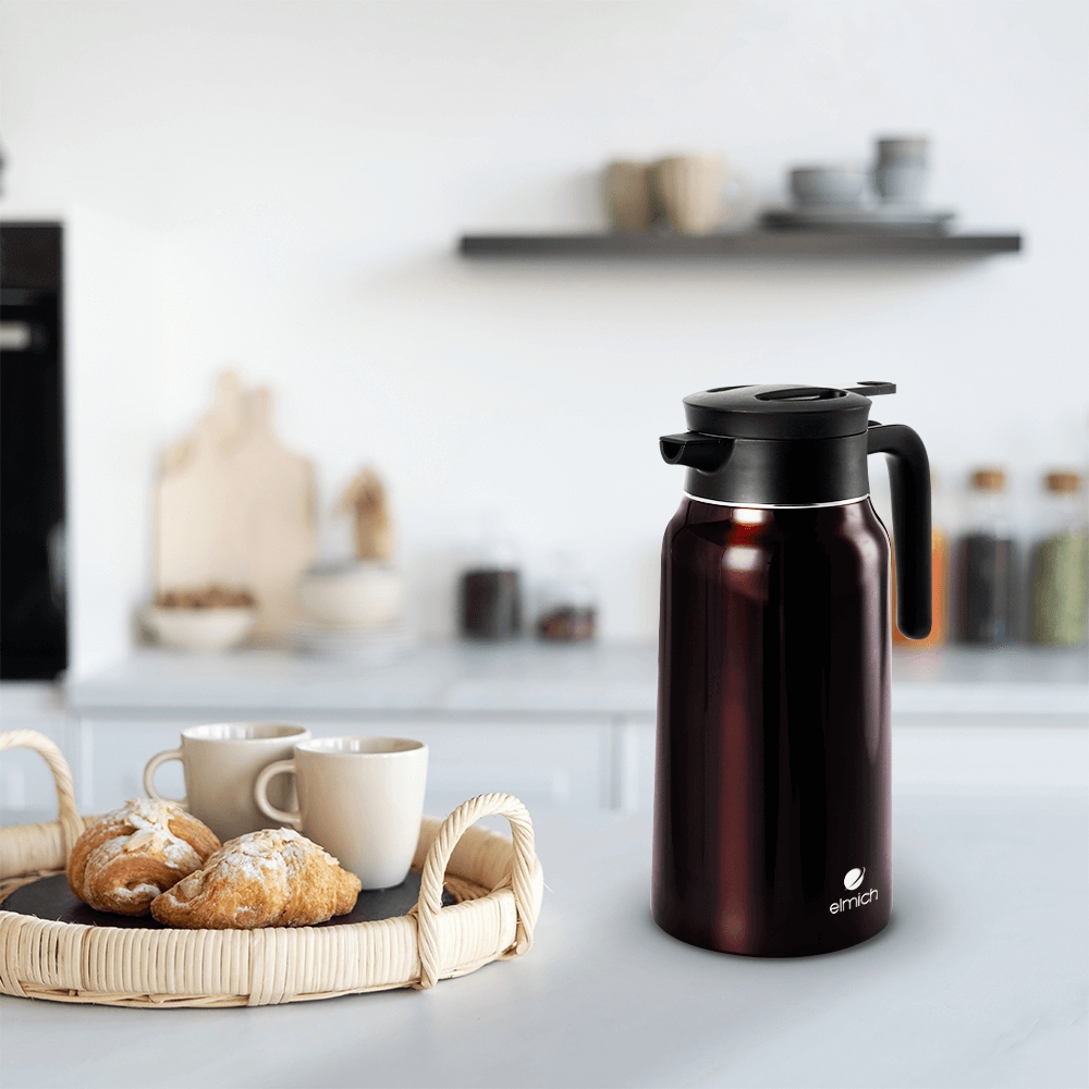 Bình giữ nhiệt gia đình 1.9L inox 304 Elmich EL8352, Hàng chính hãng, có tay cầm, nắp chống tràn - JoyMall