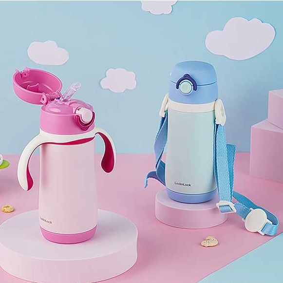 Bình giữ nhiệt trẻ em 330ml LocknLock Cozy Kids Straw Tumbler LHC4236, Hàng chính hãng, thép không gỉ 316 - JoyMall