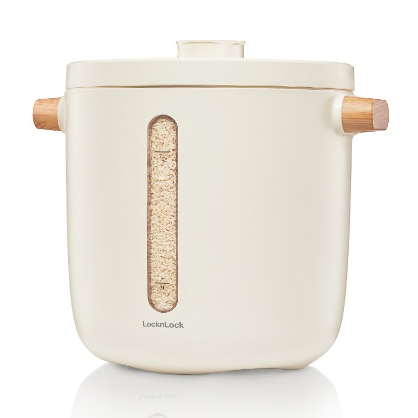 Thùng đựng gạo 7L LocknLock Vacuum Rice Keeper EJR973WHT, Hàng chính hãng, tự động hút chân không, sạc không dây-JoyMall