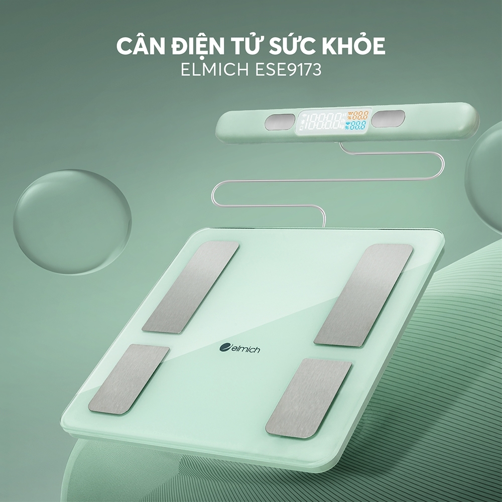 Cân Sức Khỏe Điện Tử Elmich ESE9173, Hàng Chính Hãng, Màn LCD, Mặt Kính Chịu Lực, Có Tay Cầm-JoyMall