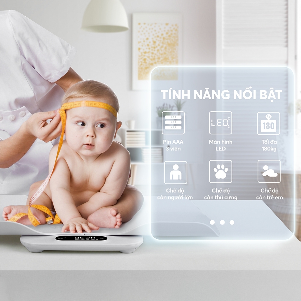 Cân Sức Khỏe Điện Tử Trẻ Em Elmich ESE-9172, Hàng Chính Hãng,Màn Hình LCD,3 Dải Đo Chính Xác-JoyMall