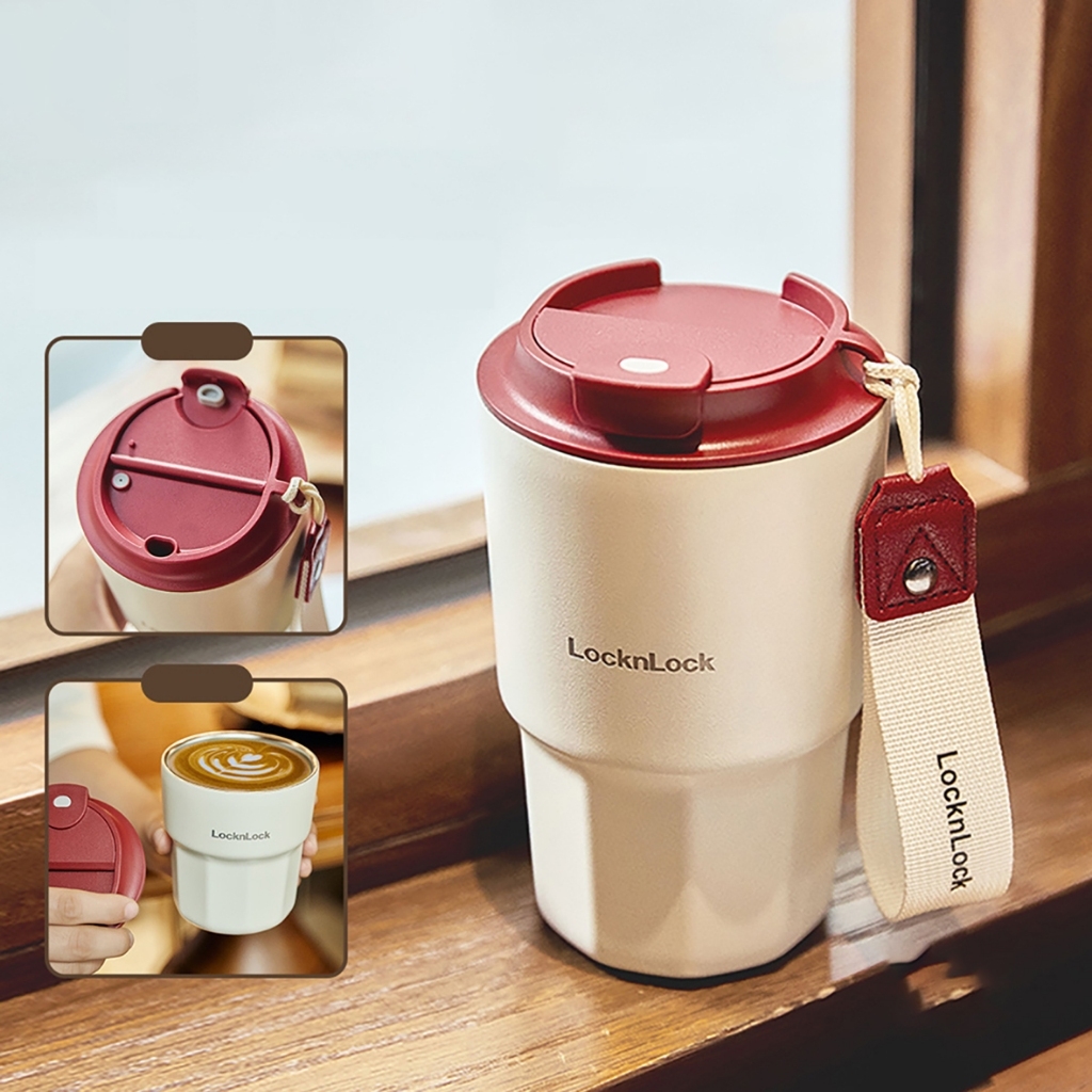 Ly Giữ Nhiệt LocknLock Vacuum Coffee 450ml LHC4340, Hàng Chính Hãng, Có Dây Xách, Nắp Bật - JoyMall