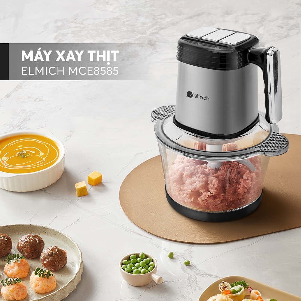 Máy Xay Thịt Đa Năng Elmich MCE-8585 2L, Hàng Chính Hãng, 3 Tốc Độ Xay, Lưỡi Dao 2 Tầng - JoyMall