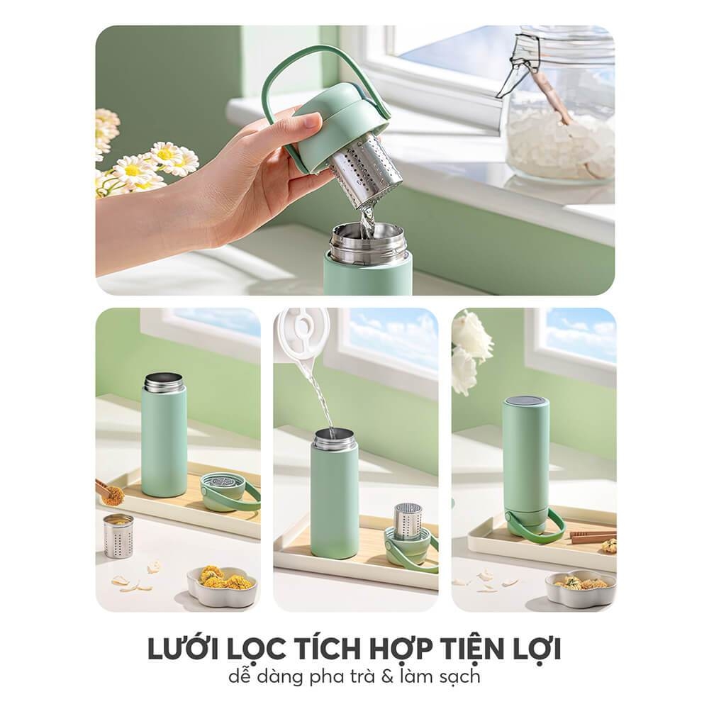Bình Giữ Nhiệt Inox 316 Elmich EL8330 500ml, Hàng Chính Hãng, Có Lưới Lọc Trà, Cấu Tạo 2 Nắp-JoyMall