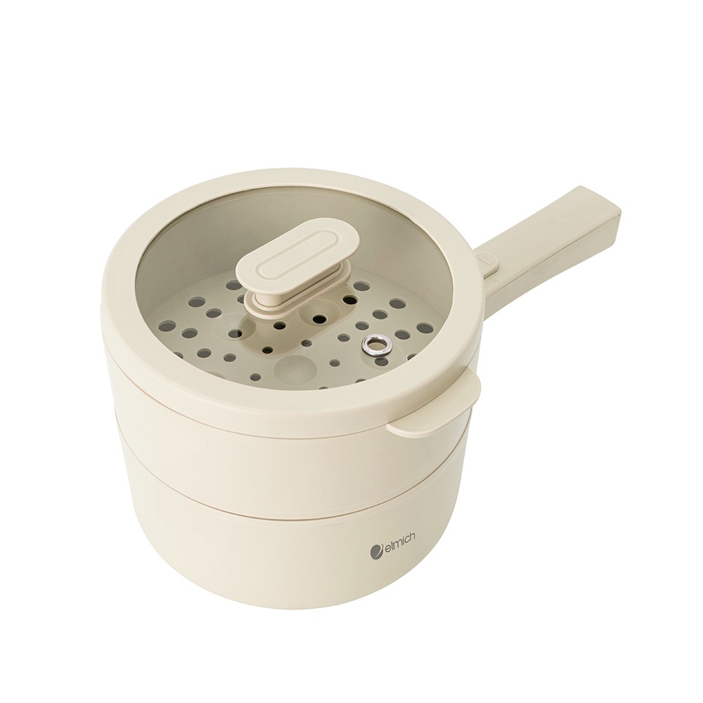 Nồi Điện Mini Đa Năng Elmich MPE9121 1.5L, Hàng Chính Hãng, Kèm Khay Hấp Nhựa,Nắp Kinh Chịu Nhiệt - JoyMall