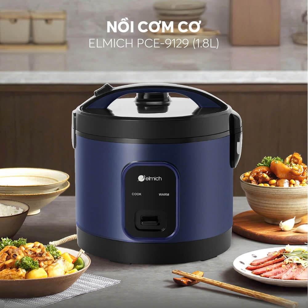 Nồi Cơm Điện Cơ Elmich RCE-9129 1.8L 700W, Hàng Chính Hãng,Lòng Nồi Dáng Niêu Phủ Chống Dính-JoyMall