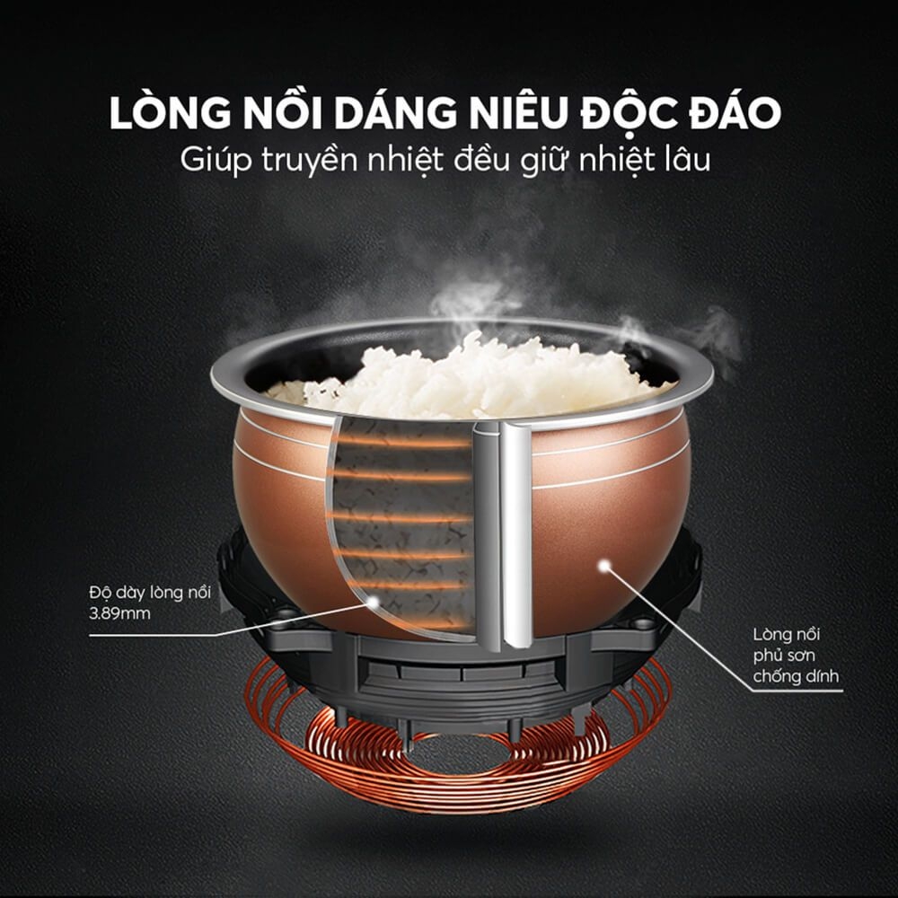 Nồi Cơm Điện Cơ Elmich RCE-9129 1.8L 700W, Hàng Chính Hãng,Lòng Nồi Dáng Niêu Phủ Chống Dính-JoyMall