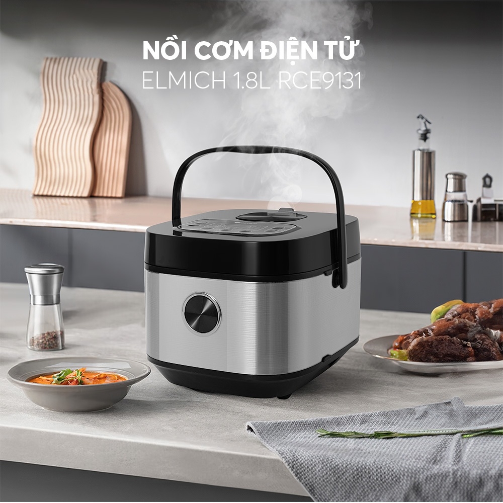 Nồi Cơm Điện Tử Elmich RCE9131 1.8L, Hàng Chính Hãng, Lòng Nồi Nhôm Phủ Chống Dính - JoyMall