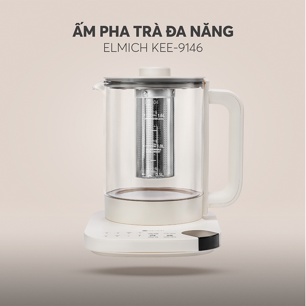 Ấm Pha Trà Đa Năng Elmich KEE9146 1.6L 800W, Hàng Chính Hãng, Điều Khiển Cảm Ứng, Có Hẹn Giờ-JoyMall
