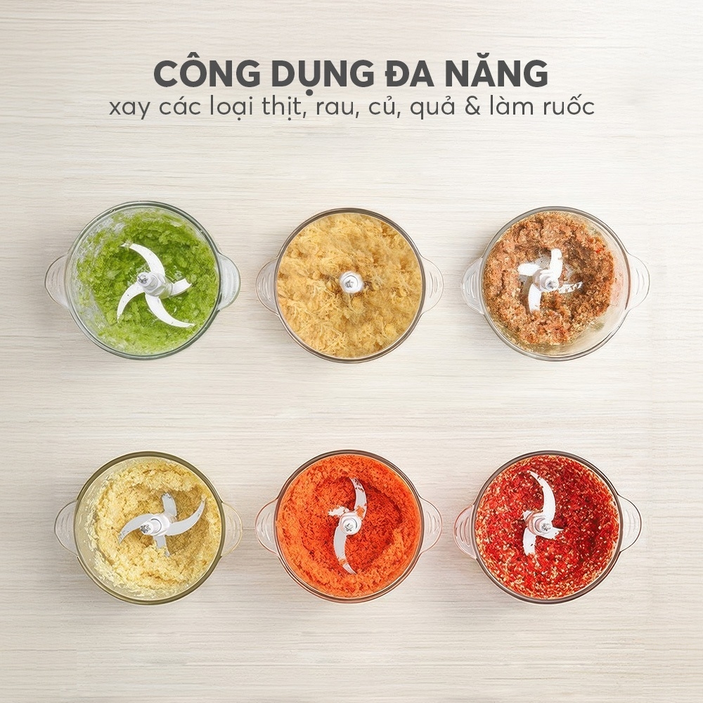 Máy Xay Thịt Elmich MCE8587 2L 500W, Hàng Chính Hãng, Lưỡi Dao 2 Tầng, Cối Thủy Tinh - JoyMall