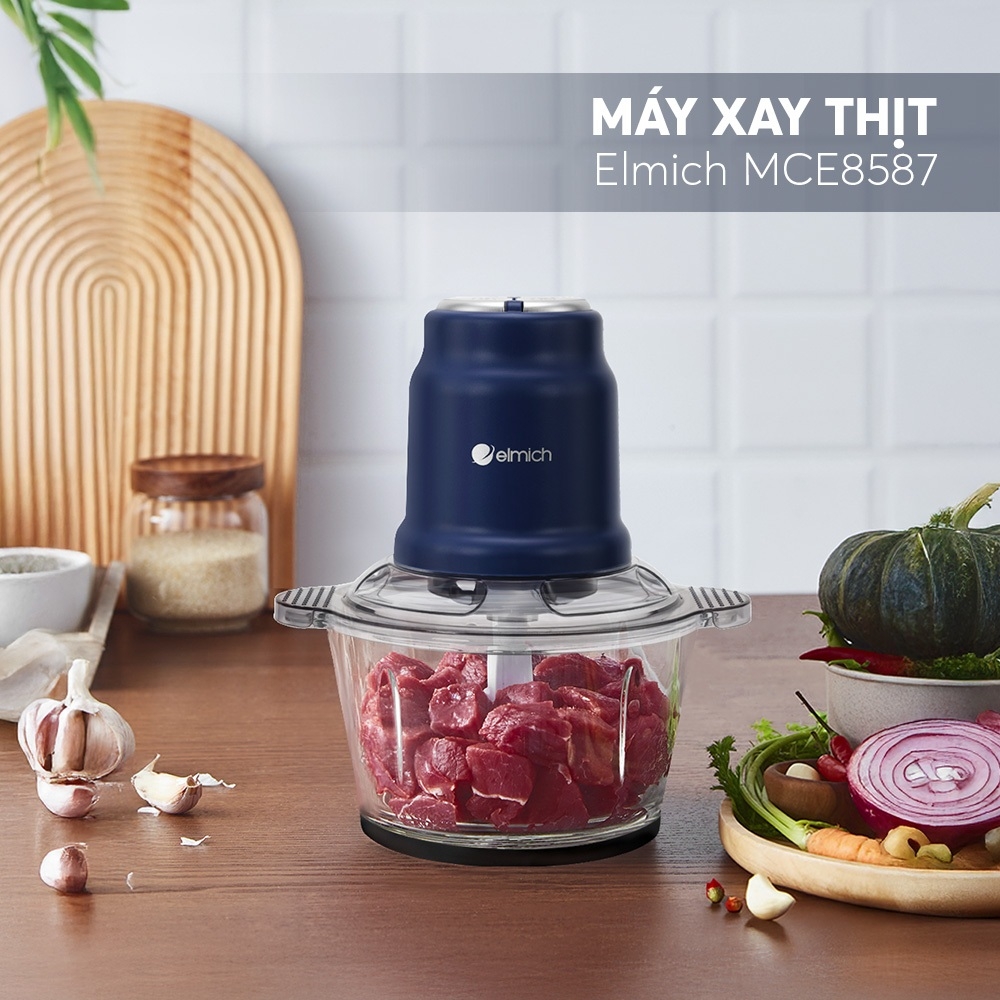 Máy Xay Thịt Elmich MCE8587 2L 500W, Hàng Chính Hãng, Lưỡi Dao 2 Tầng, Cối Thủy Tinh - JoyMall