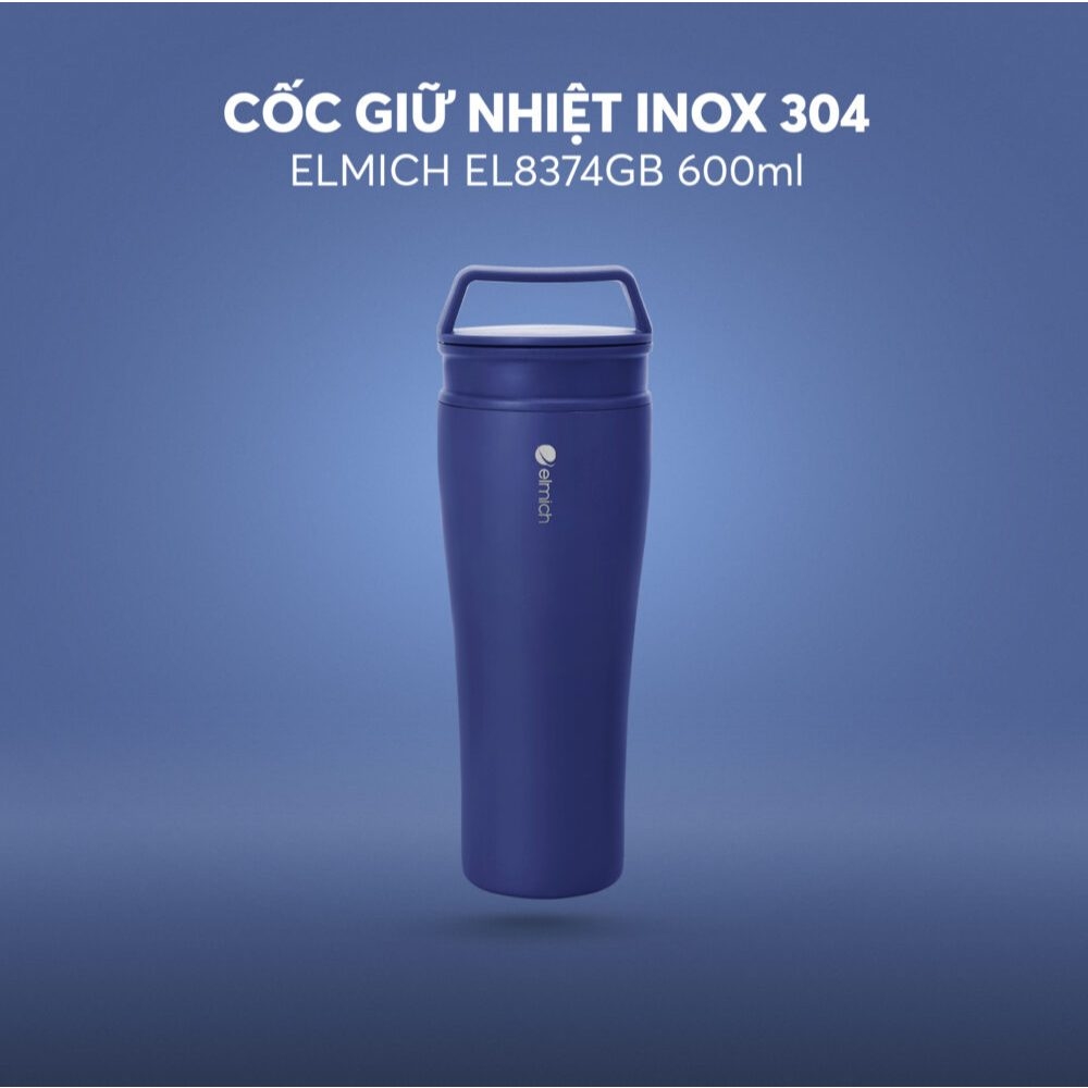 Ly Giữ Nhiệt Inox 304 Elmich EL8374 600ml, Hàng Chính Hãng, Giữ Nhiệt Tốt, 2 Nắp Tiện Lợi - JoyMall