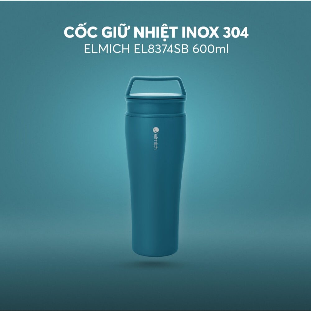 Ly Giữ Nhiệt Inox 304 Elmich EL8374 600ml, Hàng Chính Hãng, Giữ Nhiệt Tốt, 2 Nắp Tiện Lợi - JoyMall