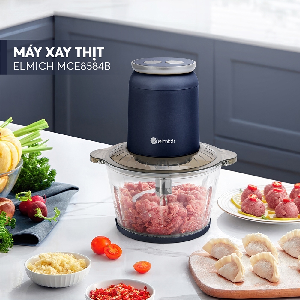 Máy Xay Thịt Đa Năng Elmich MCE8584 2L 500W, Hàng Chính Hãng, Lưỡi Dao 3 Tầng, 2 Tốc Độ Xay -JoyMall