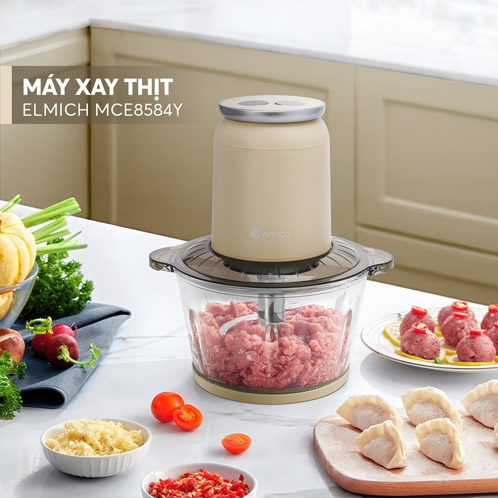 Máy Xay Thịt Đa Năng Elmich MCE8584 2L 500W, Hàng Chính Hãng, Lưỡi Dao 3 Tầng, 2 Tốc Độ Xay -JoyMall