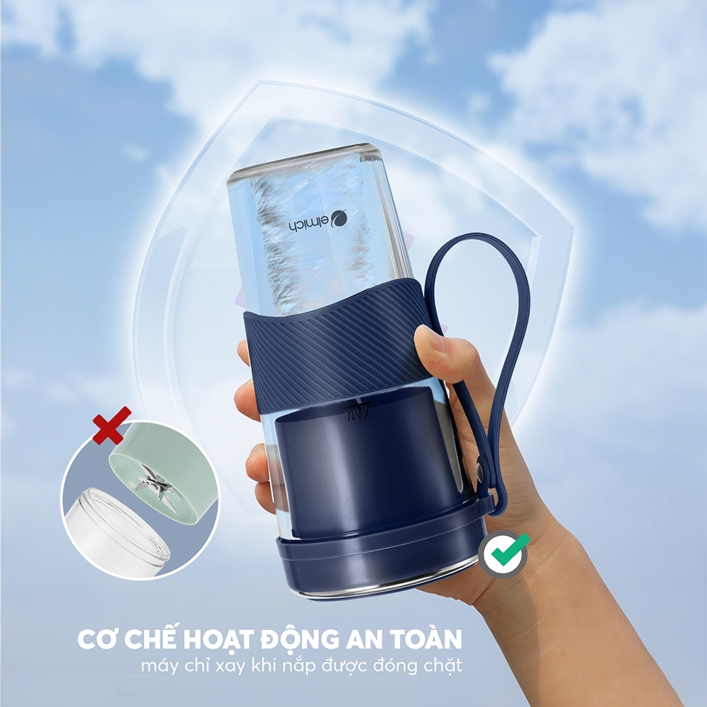 Máy Xay Sinh Tố Cầm Tay Elmich BLE9215 400ml, Hàng Chính Hãng,Lưỡi Dao 10 Cánh,Xay Nhanh 40s-JoyMall