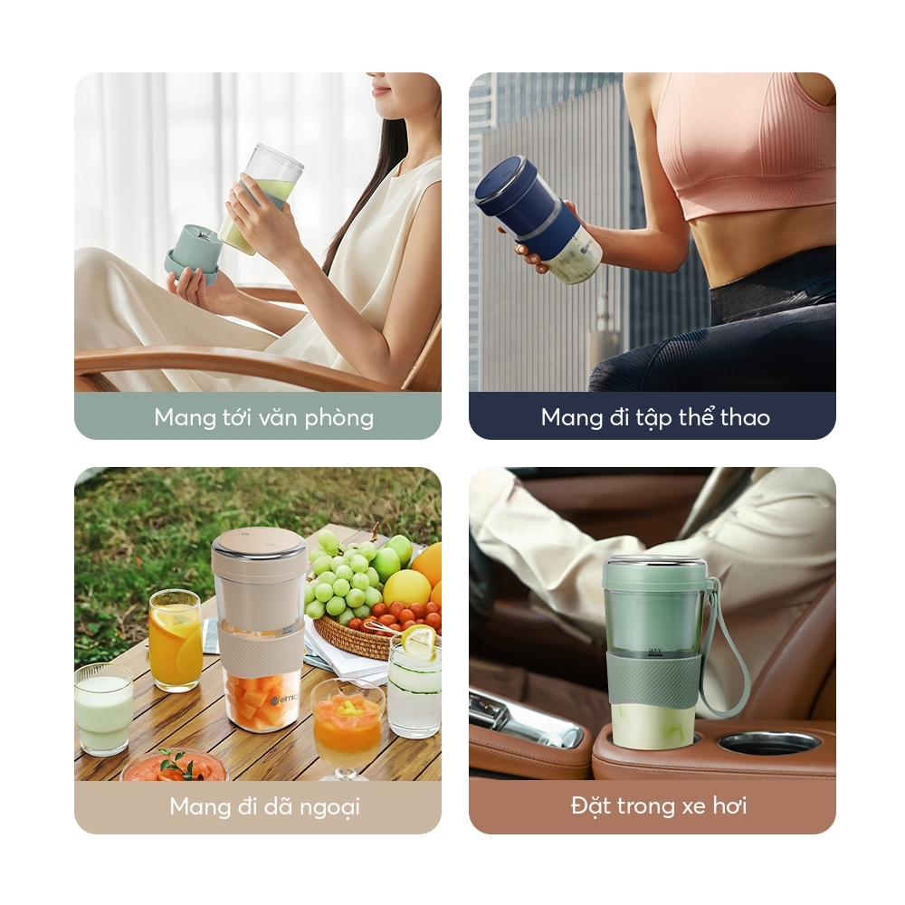 Máy Xay Sinh Tố Cầm Tay Elmich BLE9215 400ml, Hàng Chính Hãng,Lưỡi Dao 10 Cánh,Xay Nhanh 40s-JoyMall