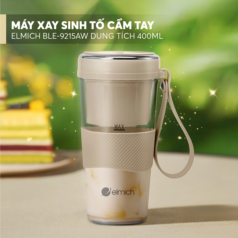 Máy Xay Sinh Tố Cầm Tay Elmich BLE9215 400ml, Hàng Chính Hãng,Lưỡi Dao 10 Cánh,Xay Nhanh 40s-JoyMall