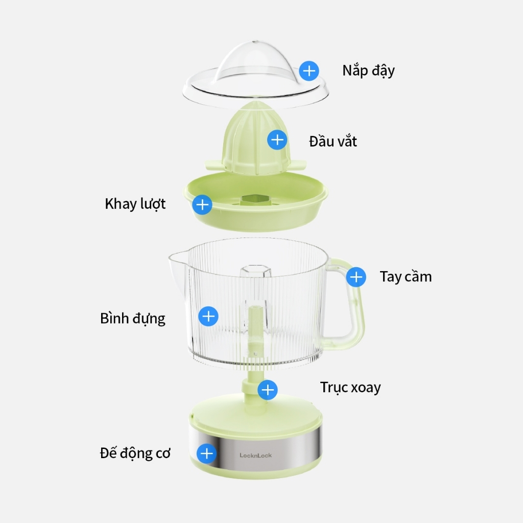 Máy Vắt Cam LocknLock Citrus Juicer EJJ244 40W 700ml, Hàng Chính Hãng, Xoay Ép Hai Chiều - JoyMall