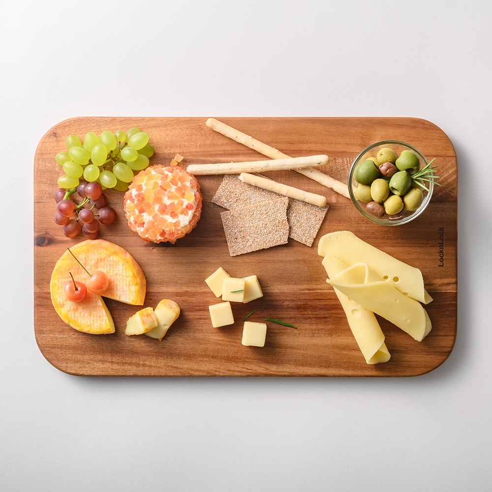 Bộ Thớt Gỗ 4 Món LocknLock Acacia CKD075S4, Hàng Chính Hãng, 3 Thớt Và 1 Giá Đỡ - JoyMall
