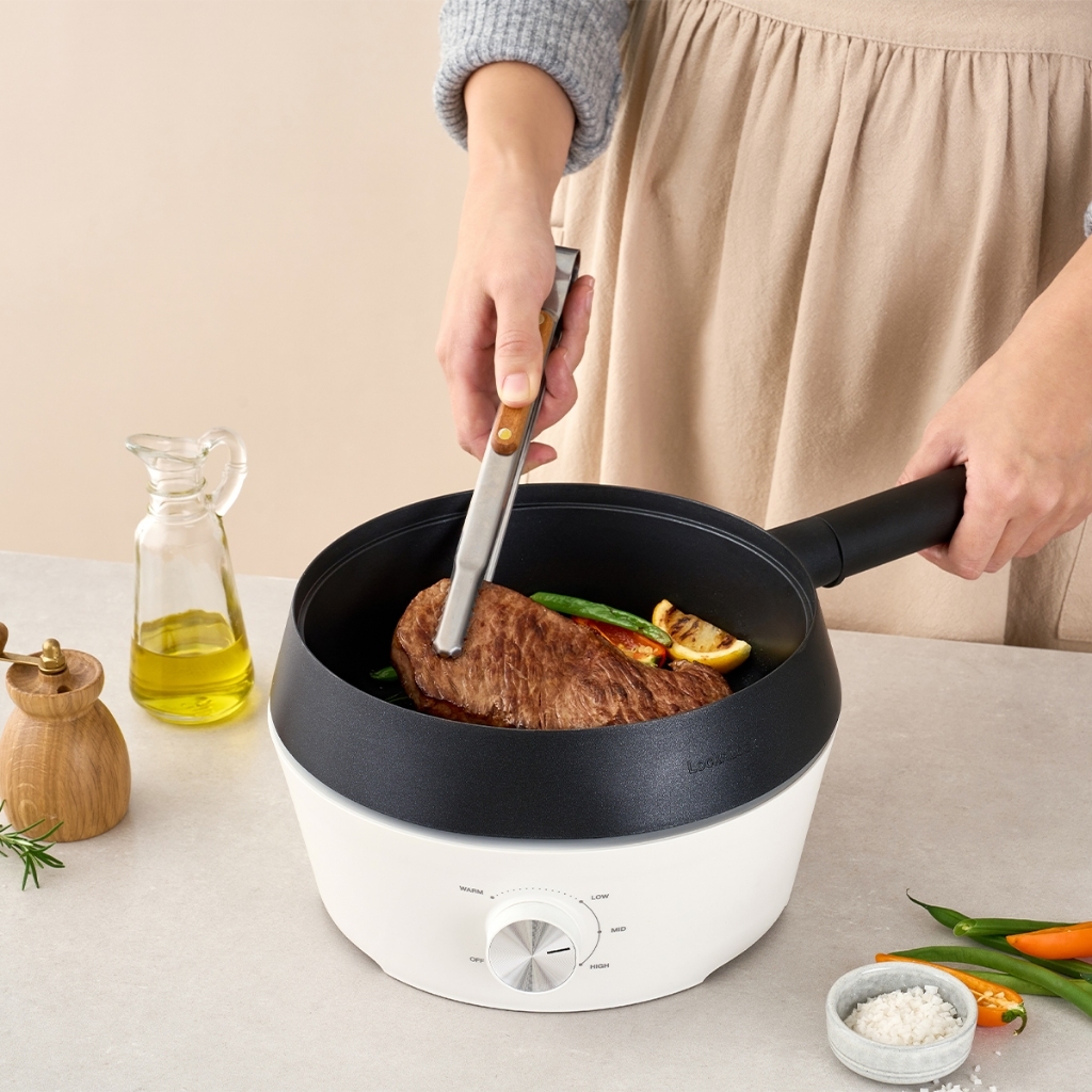 Nồi Điện Đa Năng 4 Trong 1 LocknLock 2L EJP421WHT, Hàng Chính Hãng, Nướng, Chiên, Lẩu, Hấp – JoyMall