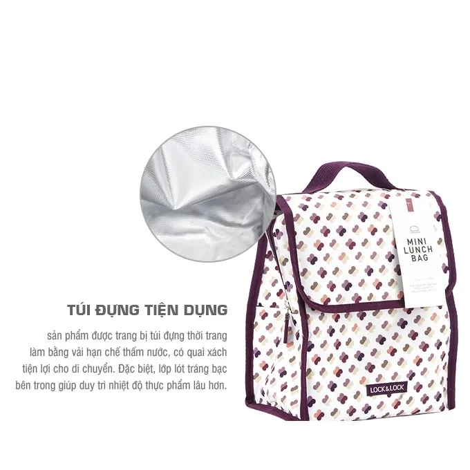 Túi giữ nhiệt Lock&Lock HWB801WN-B-0, Hàng chính hãng, dùng đựng hộp cơm giữ nhiệt, hộp thủy tinh - JoyMall