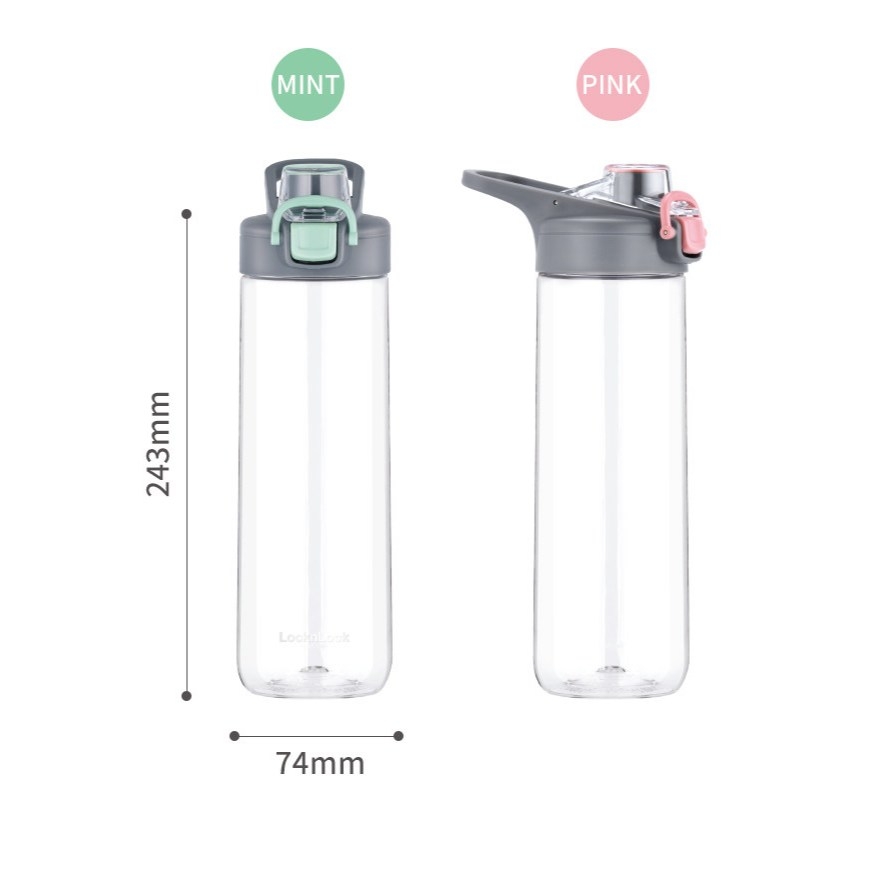 Bình nước nhựa LocknLock One Touch Spout Bottle 750ml màu hồng ABF786PIK, Hàng chính hãng, mở nắp 1 chạm - JoyMall