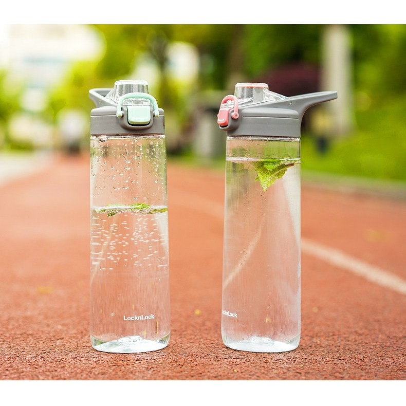 Bình nước nhựa LocknLock One Touch Spout Bottle 750ml màu hồng ABF786PIK, Hàng chính hãng, mở nắp 1 chạm - JoyMall