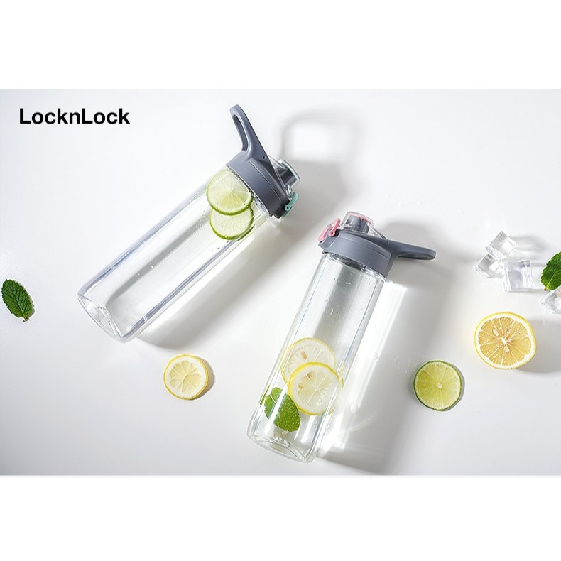 Bình nước nhựa LocknLock One Touch Spout Bottle 750ml màu hồng ABF786PIK, Hàng chính hãng, mở nắp 1 chạm - JoyMall