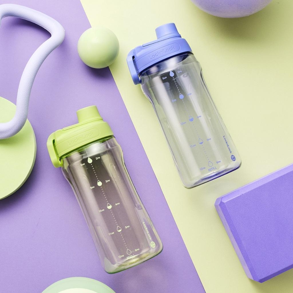 Bình nước nhựa LocknLock Active Large Bottle 1.5L màu xanh lá HAP941GRN, Hàng chính hãng, tay cầm gấp gọn - JoyMall