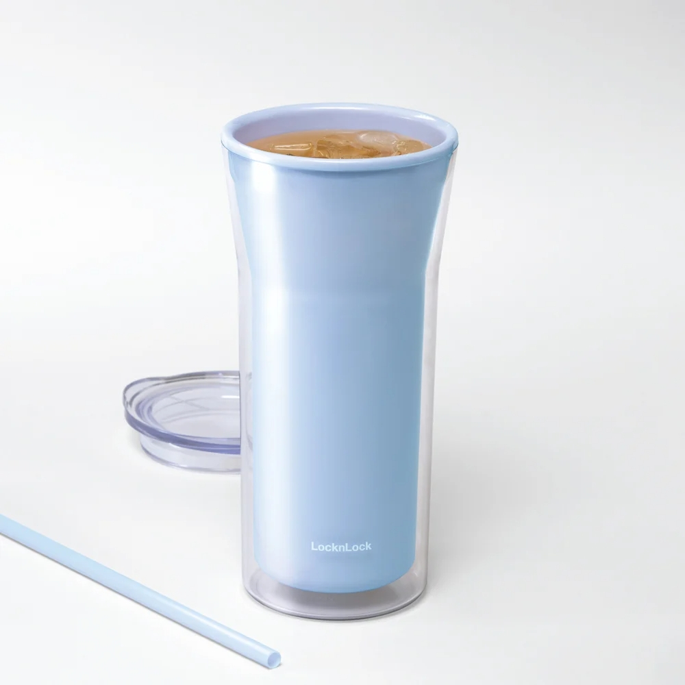 Ly nhựa 2 lớp Lock&Lock Daily Essential Cold Cup 770ml HAP526, Hàng chính hãng, nắp công thái học, kèm ống hút - JoyMall