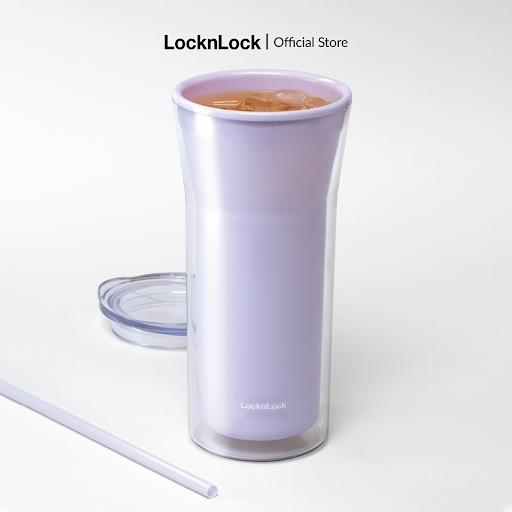 Ly nhựa 2 lớp Lock&Lock Daily Essential Cold Cup 770ml HAP526, Hàng chính hãng, nắp công thái học, kèm ống hút - JoyMall