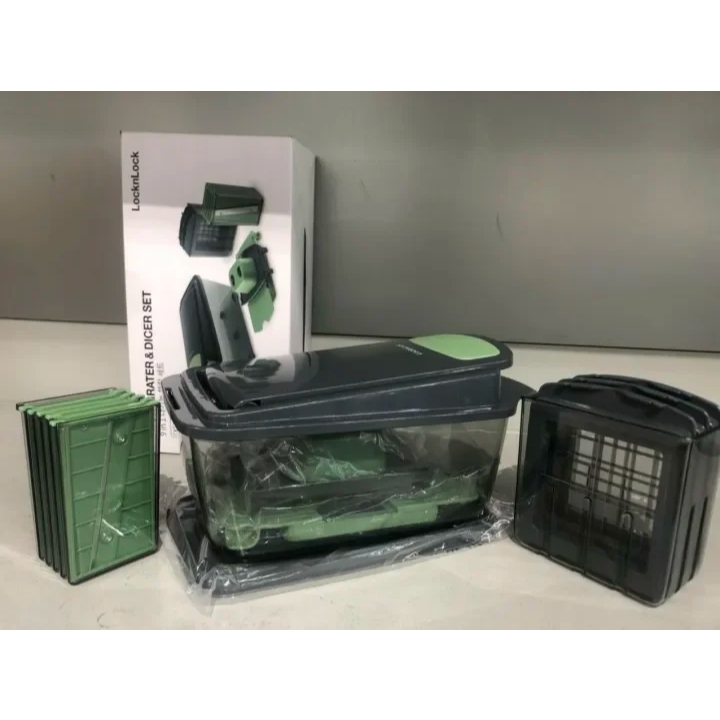 Bộ Rổ Quay Rau Và Dụng Cụ Băm Rau Củ Quả Đa Năng LocknLock CKS319GRN CKS320GRN, Hàng chính hãng, lưỡi dao Inox - JoyMall