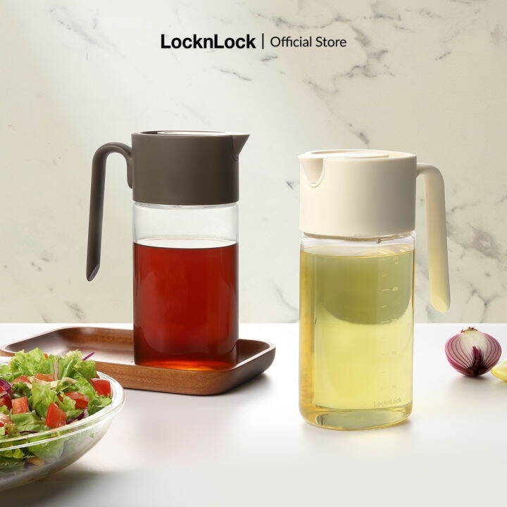 Bình đựng dầu ăn thủy tinh LocknLock 550ml CKO208, Hàng chính hãng, nắp mở tự động, miệng bình rộng, có tay cầm -JoyMall