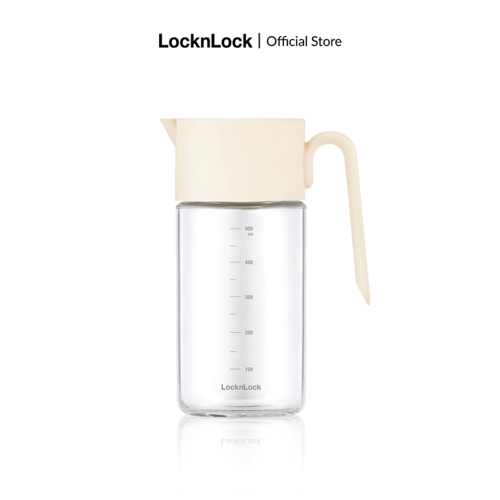 Bình đựng dầu ăn thủy tinh LocknLock 550ml CKO208, Hàng chính hãng, nắp mở tự động, miệng bình rộng, có tay cầm -JoyMall