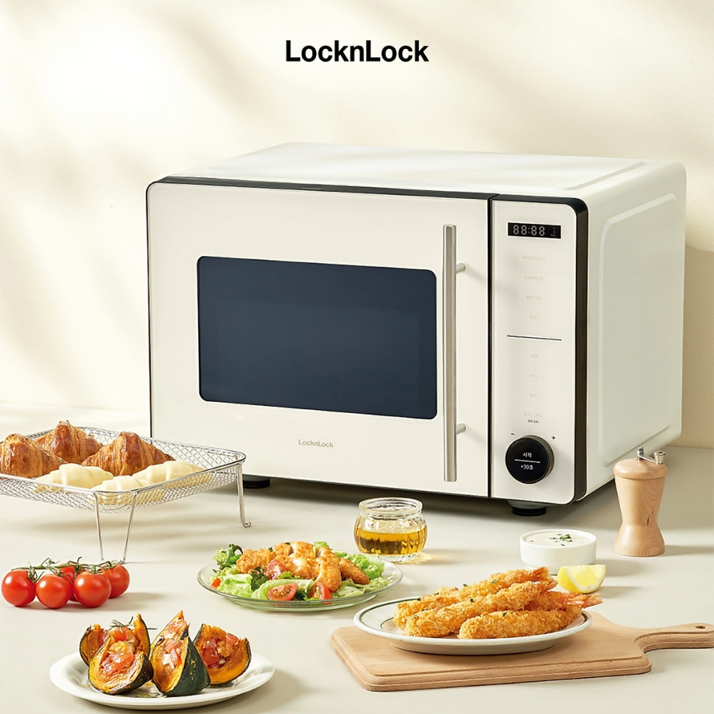 Lò chiên không dầu kết hợp lò vi sóng Locknlock Rangefryer EJF294IVY, Hàng chính hãng, 2 trong 1, đáy phẳng - JoyMall