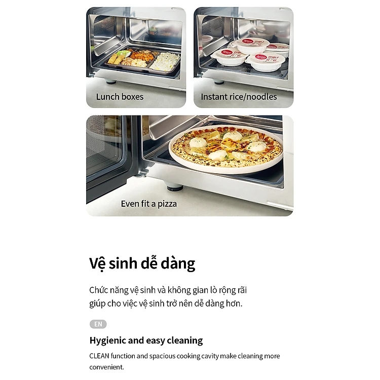 Lò chiên không dầu kết hợp lò vi sóng Locknlock Rangefryer EJF294IVY, Hàng chính hãng, 2 trong 1, đáy phẳng - JoyMall