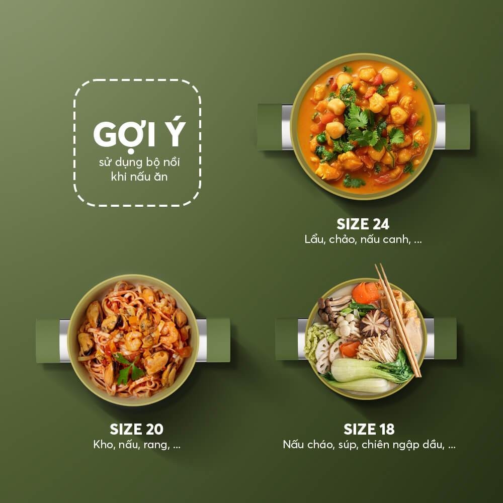 Nồi quánh phủ sứ an toàn Elmich Olive EL-5523OV nhiều size, Hàng chính hãng,dùng được bếp từ-JoyMall
