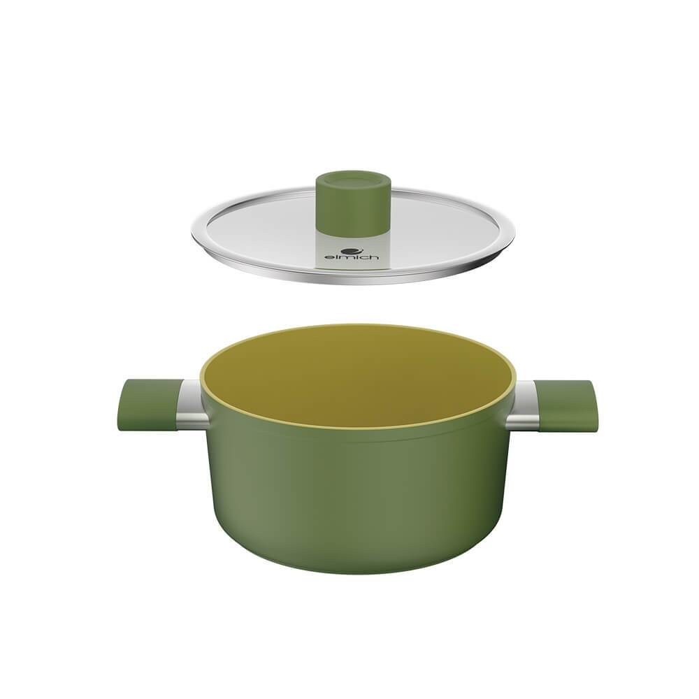 Nồi quánh phủ sứ an toàn Elmich Olive EL-5523OV nhiều size, Hàng chính hãng,dùng được bếp từ-JoyMall