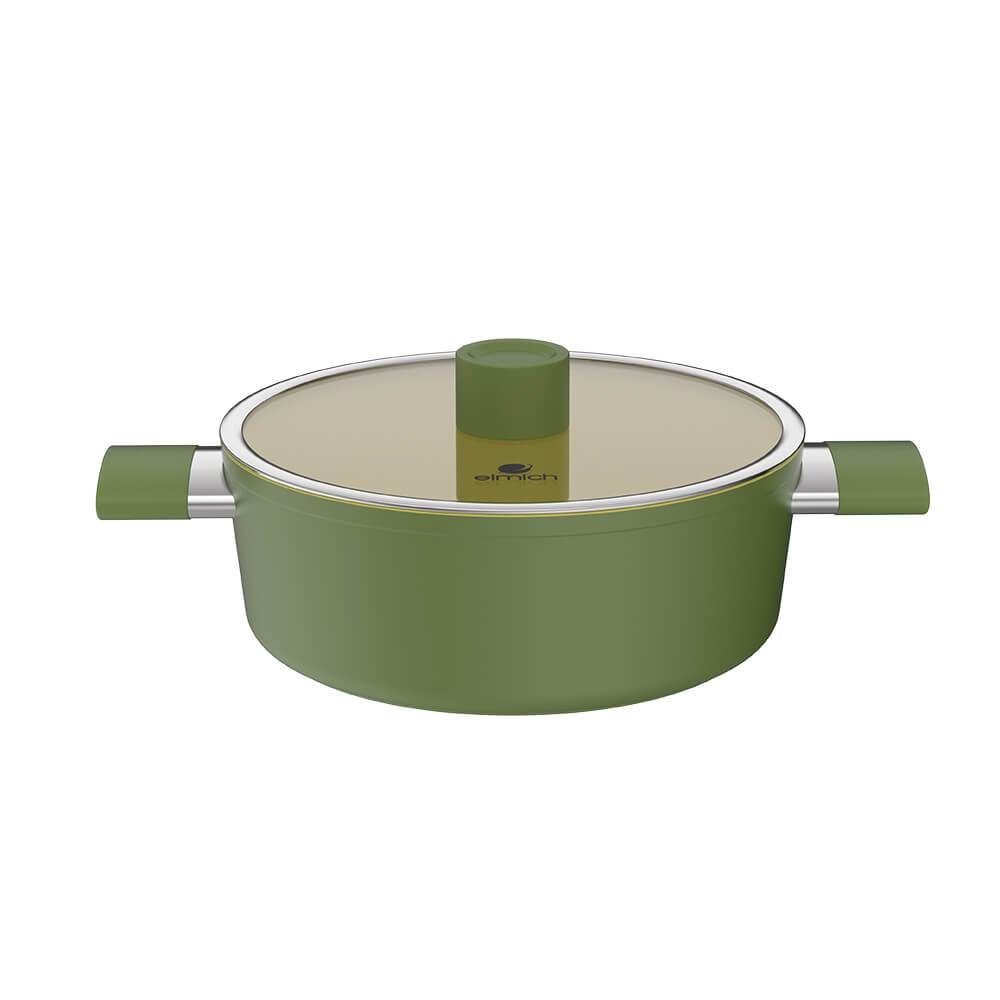 Nồi quánh phủ sứ an toàn Elmich Olive EL-5523OV nhiều size, Hàng chính hãng,dùng được bếp từ-JoyMall