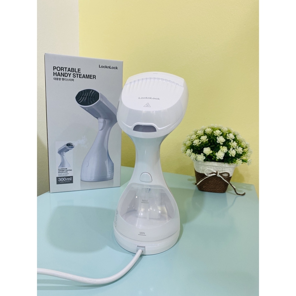 Bàn ủi hơi nước cầm tay LocknLock Portable Handy Steamer ENI222WHT, Hàng chính hãng, mặt là phủ sứ - JoyMall